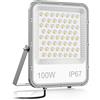 JINABLOSSY Faretto Led da Esterno, Faretti Led Lampada Esterni 6500K Bianca Fredda Faro led esterno Impermeabile IP66 Fari Led Interna ed Esterna per Giardino Cortile Garage Pareti (100W)