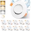 GeyouLux 3CCT Faretti LED da Incasso per Cartongesso Dimmerabile 4.9W 500LM 230V Faretti LED Soffitto IP44 Apertura 68-80mm Faretti Ruotabile a 45° Bagno Faretti da Incasso Set di 10 Bianco