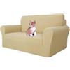 MAXIJIN Copridivano super elasticizzato per divano a 2 posti, coprisedili 1 pezzo Coprisedili jacquard Copridivano per cani Pet Friendly Fodera per divanetto aderente (2 posto, Beige)