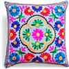Original Kikan Suzani, federa per cuscino multicolore con ricamo floreale, 40 x 40 cm, etnico indiano, Takiya, per divano, con cerniera posteriore, colore grigio