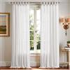 TOPICK Tende bianche con passanti, in lino, per soggiorno, camera da letto, finestre, traslucide, per filtro della luce, stile rustico, set da 2 pezzi, 140 x 245 cm