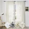 WOLTU Tenda Scorrevole con Nastro a Balze, Effetto Lino, Tenda per Finestra Moderna in Lino Semitrasparente in Voile, per Soggiorno Camera da Letto, 135 x 245 cm, Crema