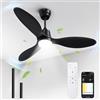BLITZWILL Ventilatore da Soffitto con Luce, Ø132cm Ventilatori da soffitto con Illuminazione LED, Controllo App&Telecomando, 6 Velocità, 3 Colori Dimmerabile, 3 Pale, Silenzioso, Estate-Inverno,Timer