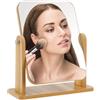 GIDWRIY Specchio da Scrivania Legno 22 X 17 CM,Specchio Trucco Portatile Legno,Specchio da Tavolo Per Trucco Rettangolare,Specchio da Appoggio Bagno con Rotazione A 360 Gradi,Dressing Table Mirror