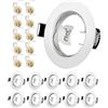 Yiahin Cornice Faretti LED da Incasso GU10 per cartongesso, Portafaretto da Incasso Rotondo Bianco, Foro 55mm-70mm, Per 50mm LED, Portalampade GU10 Inclusi, Set di 10