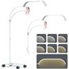 Lmaqfum Lampade da Terra per Ciglia, 2 in 1 Lampada Mezza Luna Estetica con Supporto per Telefono e 50 cm Braccio Oscillante, 7 Colori e Oscuramento Continuo per Extension Ciglia, Tatuaggi, Bianco