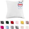 ATsense Federe Cuscino Letto Set Di 1, 40x40 cm 100% Cotone, Federe Cuscino Con Cerniera, Federa Morbidissima, Certificata Oekotex, Adatta a Chi Soffre Di Allergie, Bianco