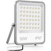 JINABLOSSY Faretto Led da Esterno, Faretti Led Lampada Esterni 6500K Bianca Fredda Faro led esterno Impermeabile IP66 Fari Led Interna ed Esterna per Giardino Cortile Garage Pareti (50W)