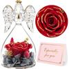 Yamonic Festa della Mamma Idee Regalo,Rosa Eterna Regalo Donna, Rosa Stabilizzata con Angelo di Vetro Regali Mamma Compleanno, Angeli Custodi Regali Nonna, Fiori Eterni con Statuette Angeli Natale
