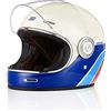 ORIGINE Casco moto integrale Casco vintage in fibra di vetro stile retrò con visiera ECE(CLASSIC WHITE,S)