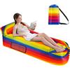 FainFun Divano Lettino da Spiaggia Gonfiabile, 200 * 70cm Sedia Poltrona Gonfiabile Spiaggia, Sdraio ad Aria, da Esterno, per Campeggio, Feste in Piscina (Poliestere 210T, Arcobaleno)
