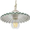 VANNI LAMPADARI - Lampadario a Sospensione Plissè- Lampadario Soggiorno in Ceramica- Lampadario Camera da Letto Decorato a Mano- Lampadario Rustico Taverna, Cucina- 20 cm, Verde