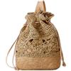 FAIRYSAN Crochet Sacs bandoulière Sac à main paille tissé sac à dos sans matière rotin Marron clair