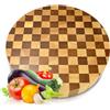 NIRO Tagliere rotondo da Cucina Professionale XXL in Legno 100% Pará Naturale Rubberwood, ALTEZZA 4 CM, Dimensioni ⌀30cm x 4 cm, Atossico, Legno Massello Pregiato, Vassoio da Portata, Design Unico