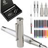 GC QUILL Set di penne stilografiche con pennino fine e medio, 18 cartucce d'inchiostro, convertitore di inchiostro, riempitrice a siringa, penna di lusso regalo per uomo e donna, bella penna