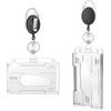 Heanvmyss Porta Badge,2 Pezzi Portabadge da Collo in Plastica Rigida Trasparente con Clip,Porta Carte di Credito con Slot,Portabiglietti per Pollice,Carte D'identità,Ufficio,Affari,Esposizione,Exhibit