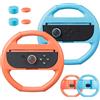 FANPL Per Nintendo Switch 2, comoda impugnatura per controller Mario Kart Wheel JoyCon 2, con 4 tappi per pollice, migliora l'esperienza di corsa (blu-arancione)