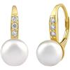 SILVEGO Orecchini da Donna in Argento 925 Placcato Oro 585 con Perla Bianca Swarovski