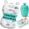 BABYBEBLOO Cuscino per Vasca da Bagno Neonato con Brocca - Riduttore Vaschetta Bagnetto - Supporto Morbido Universale - Materassino Antiscivolo per Neonati Bambino (Bianco)