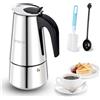 UPOHYEE Caffettiera Italiana 600 ml 12 tazze grande capacità caffettiera italiana induzione caffettiera moka compatibile con piastra a induzione moka pentola comprendente cucchiaio e pennello