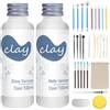 kintsukuroi 30Pcs smalto per argilla con kit di strumenti per scultura, 2 x 100 ml | lucido opaco, resistente ai graffi, impermeabile, kit di strumenti per ceramica per scultura, modellazione