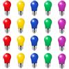 HUAMu Confezione da 20 lampadine colorate E27, 3 W, colorate per esterni, a LED per catena di luci, feste, decorazioni natalizie, rosso, verde, blu, giallo, viola