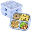 ZHUIYIWIN Lunch Box (confezione da 3), riutilizzabili, con 3 scomparti, per bambini e adulti, contenitori per alimenti divisi, per scuola, lavoro, viaggi (Blu, 3)