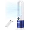 IcyAir Ventilatore a Torre Senza Pale, Ventilatore Senza Pale Silenzioso Con Telecomando, 35 dB, 8 Velocità, Oscillazione a 90°, Timer da 9 Ore, Display LED, Ventilatore a Colonna per Camera