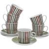 Versa Set 6 Tazze Tè con Piattino Ligne, Misure (H x L x L) 10,5 x 8 x 6 cm, Colore Marrone