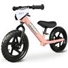 KRIDDO Bicicletta senza pedali 2 anni, Balance Bike età 18 mesi a 5 anni, 12 pollici bici senza pedali con targa personalizzabile (3 set di adesivi inclusi), regalo per 2-3 ragazzi ragazze, Rosa