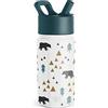 Simple Modern Bottiglia d'Acqua per Bambini con Cannuccia, Vaso Termico in Acciaio Inossidabile Isolato Riutilizzabile per Ragazzi e Ragazze, Summit Collezione, 415ml, Beary Forest