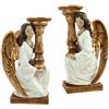 DRW Set 2 candelabri angeliti in resina dipinti a mano 15 x 10 x 29 cm