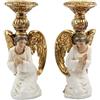 DRW Set 2 candelabri angeliti in resina dipinti a mano 13 x 11 x 30 cm
