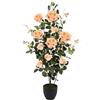Flair Flower Cespuglio di rose artificiali in vaso, rose artificiali, fiori artificiali, piante decorative, piante in seta, piante decorative, piante da interni, piante da ufficio, salmone