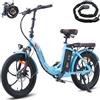 Fafrees Bici Elettrica Pieghevole 36V/18Ah Batteria Rimovibile Bicicletta Elettrica, 20×3.0 Fat Tire, 7 Velocità, Autonomia di 70-150km Fat Bike Ebike per Adulti, con Schermo LCD, con Lucchetto, Blu
