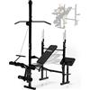 Physionics® Panca Multifunzione - Pieghevole & Regolabile, LAT Machine, Estensioni delle Gambe, Stazione Butterfly, Curl, Portabilanciere - Pesi, da Palestra, Fitness