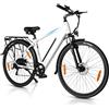 AOIHO 28'' Bici Elettrica, Bicicletta Elettrica con 48V 499.2Wh Batteria al Litio Rimovibile, 25KM/H & Autonomia di 100km, Display LCD, 7 Velocità, 5 Modalità Bici Elettrica Uomo Donna