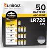 Uniross Pila Batteria AG2 / LR726 / G2 / LR59 / 196/197 / 396 1,5V Pile Alcaline a Bottone - 50 Batterie