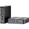 Mavsloly PC industriale senza ventola, mini computer con processore N100 (4C/4T, max 3,4 GHz), 8G RAM 256G SSD, Dual LAN, 2* HDMI 1* DP triplo display, WiFi 6, 2* COM RS232, Windows 11 Pro