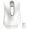 memzuoix Mouse Wireless 2.4GHz, Mouse Ottico Portatile 1400 DPI con Mini Ricevitore USB, 5 Tasti e Funzionamento a Batterie per Laptop, Desktop, MacBook - Bianco