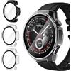 iVoler 3 Pezzi Cover con Vetro Temperato per Huawei Watch GT 5 PRO 46mm (Non per Huawei Watch GT 5 PRO 42mm), Copertura Completa Custodia Clear Pellicola Protettiva Case, 2 Trasparente + 1 Nero