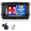 Motorsi 2GB RAM + 64GB ROM CarPlay Autoradio per VW/Seat/Skoda/Golf/Caddy, 7 Pollici Android Auto Touchscreen con Bluetooth WiFi, GPS, HiFi, RDS/FM Radio, USB, SWC, CANBUS+Mic+AHD Telecamera Retrovisiva