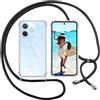 ISOI Cover con Cordino per Oppo A5 Pro 4G/Oppo A5 Pro 5G, Custodia Trasparente con Collana Tracolla Laccio Collo Ultra Sottile Morbido TPU Silicone Antiurto AntiGraffio Case, Nero