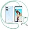 ISOI Cover con Cordino per Oppo A5 Pro 4G/Oppo A5 Pro 5G, Custodia Trasparente con Collana Tracolla Laccio Collo Ultra Sottile Morbido TPU Silicone Antiurto AntiGraffio Case, Verde