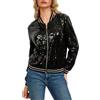 Generic Giacca da donna hip-hop con paillettes oro, giacca da donna metallizzata con paillettes con glitter a maniche lunghe, bomber a maniche lunghe, per feste, club, clubwear, cardigan metallizzato, Nero ,