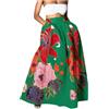 Generisch Maxi gonna lunga da donna con fiori, gonna lunga estiva da donna, elegante, gonna a pieghe a vita alta, motivo floreale, gonna lunga per matrimonio, cocktail, tempo libero, con tasche, gonna a pieghe