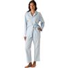 Lovable Set di Pigiama Lungo e Aperto, in Tessuto in Tela Tinto Filo e Taglio Camicia Donna, Blu 4 - L