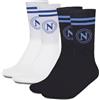 Generico SET 2 Paia Calze Tennis In Spugna - 1 Nero 1 Bianco NAPOLI CALCIO PS 46639-BS