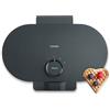 Severin Piastra per Waffle Doppia Black Line, Macchina per Waffle a Forma di Cuore, Rivestimento Antiaderente Senza PFAS, Spia Luminosa, Avvolgicavo, 1200W, Nero Opaco, WA 2119