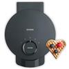 SEVERIN WA 2117 - Piastra per waffle Black Line, a forma di cuore, con spia di controllo, pratico avvolgicavo, 1000 Watt, nero/acciaio inossidabile, WA 2117